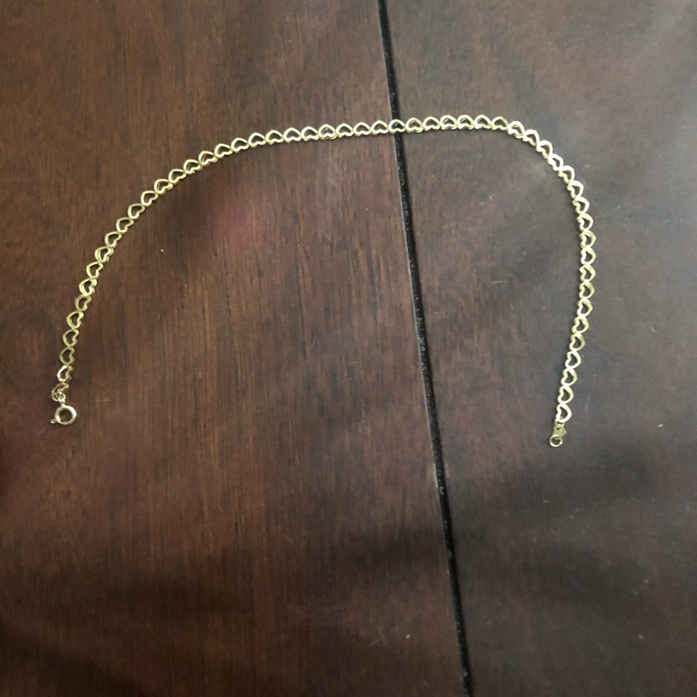 14 kt gold rare 8 inch heart ankle bracelet pretty